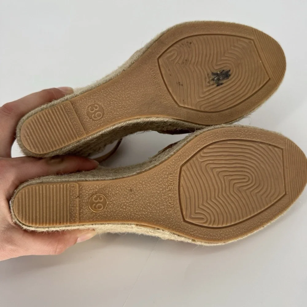 PASEART Spain Camel Suede Wedge Espadrilles Scalloped Boho EU‎ 39 US 8/8.5